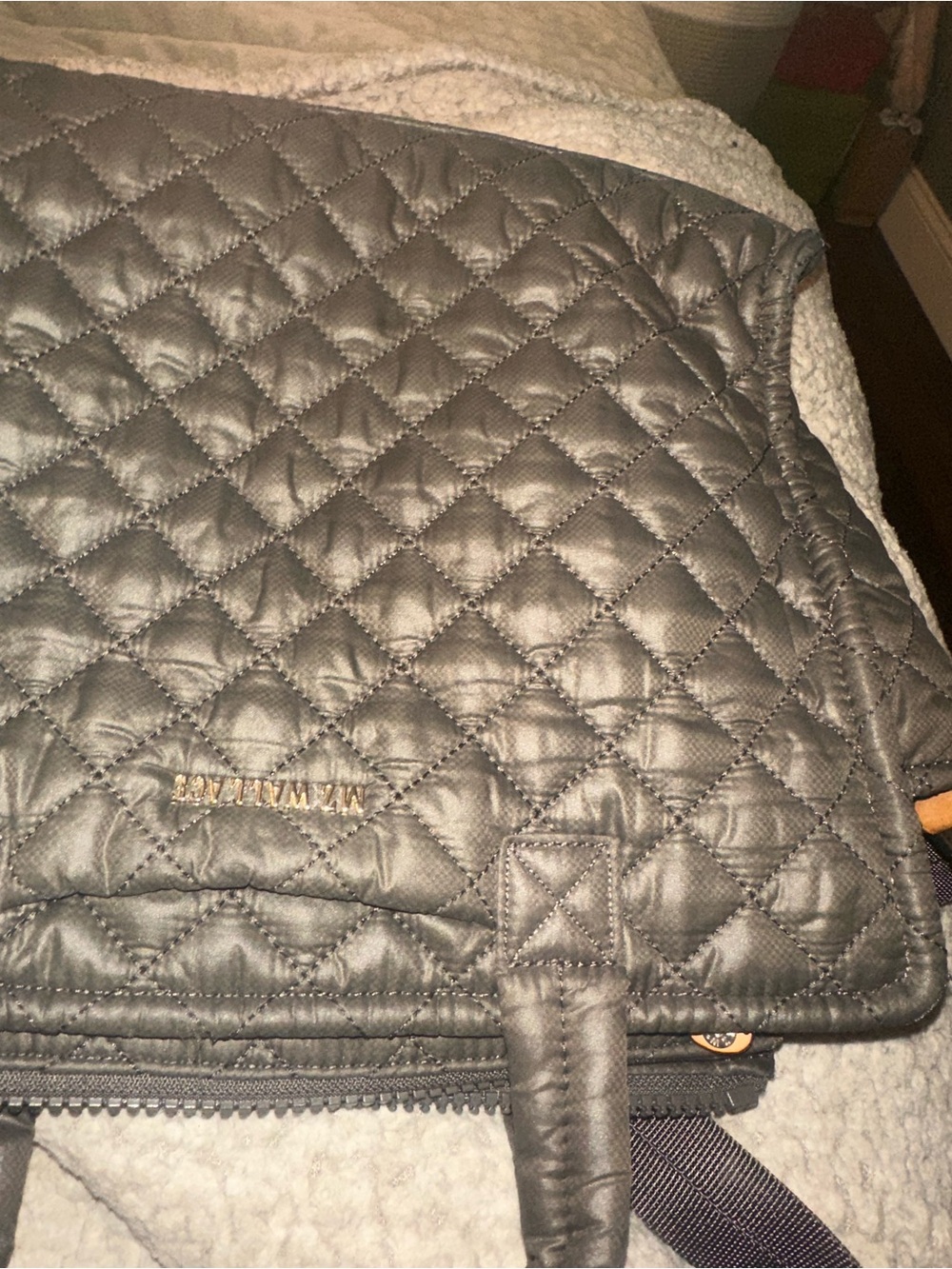 MZ Wallace Black Quilted Nylon Tote with Top Handles Metro Box Tote - Picture 3 of 9